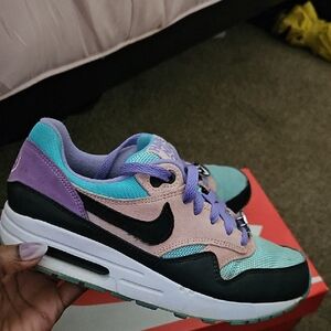 Nike Air Max Pink and Purple Sneakers with Visible Air Cushioning